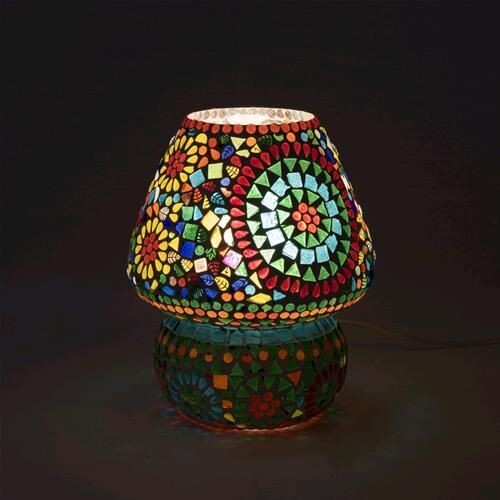 Lampada da tavolo in vetro mosaicata raimbow h. 23 cm.