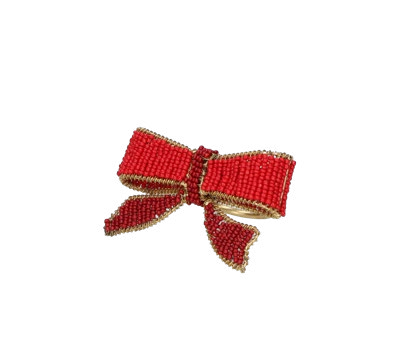 Set da 2 legatovagliolo in perline a forma di fiocco rosso Mille306Perline