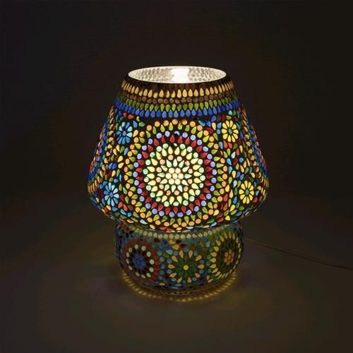 Lampada da tavolo in vetro mosaicata color universe h. 32 cm.