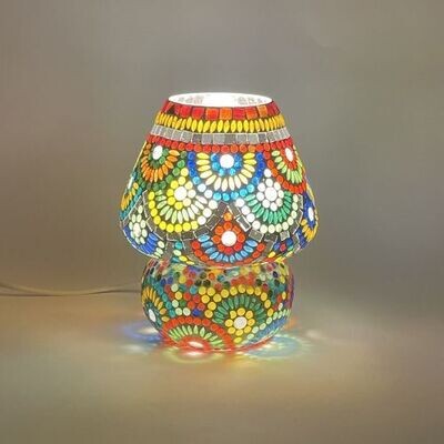 Lampada da tavolo in vetro mosaicata magic rings h. 23 cm.