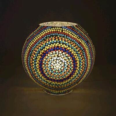 Lampada da tavolo in vetro mosaicata wheel mandala h. 32 cm.