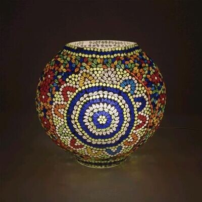 Lampada da tavolo in vetro mosaicata colored mandala h. 32 cm.