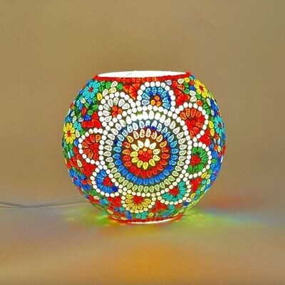 Lampada da tavolo in vetro mosaicata colored mandala h. 25 cm.