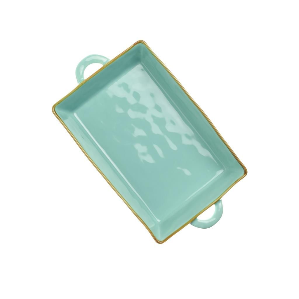Teglia rettangolare concerto verde acqua 38x22xH7,5 cm.