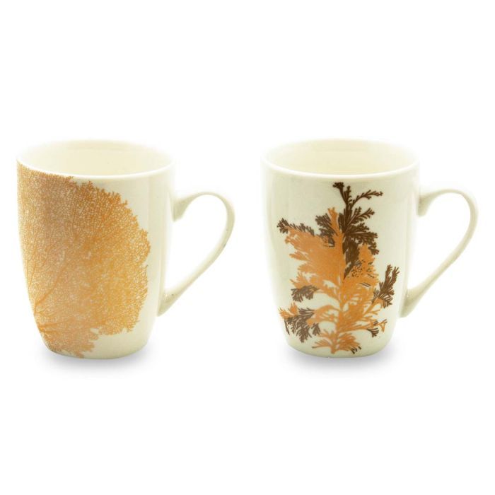 Set 2 mug in New Bone China con decoro oro