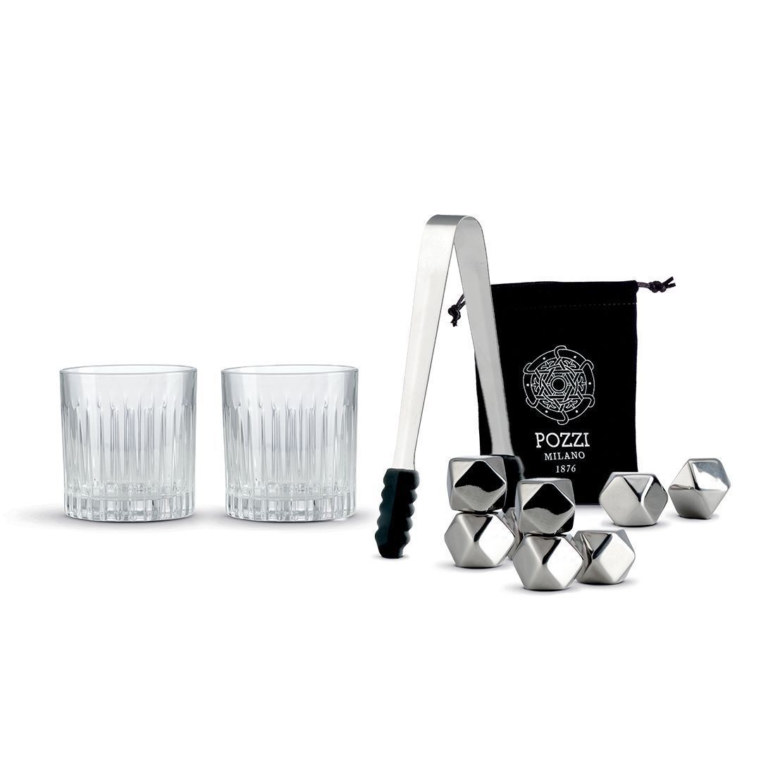 Set cocktail con cubi e pinza per ghiaccio"SILVER NIGHTS"