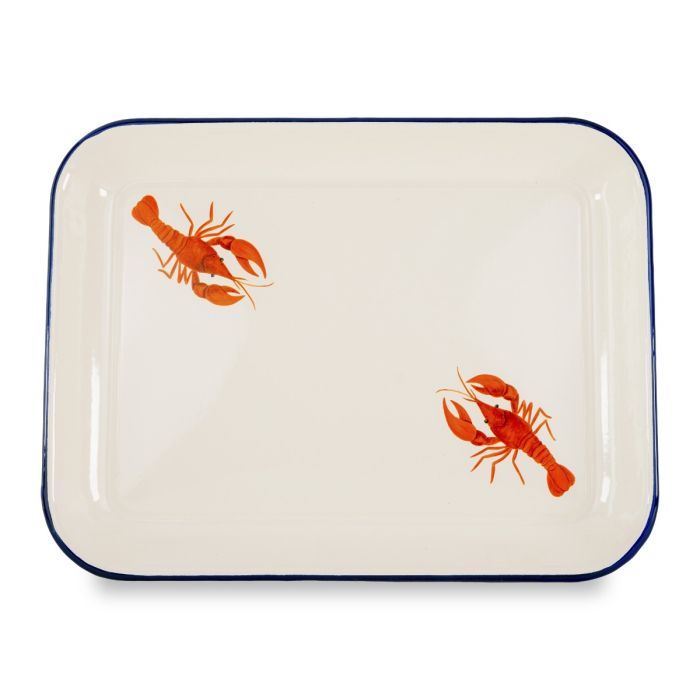 Vassoio in latta smaltata Aragosta 34x25cm.
