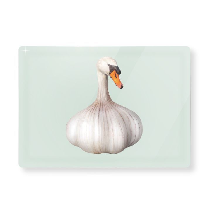 Tagliere in vetro 30x20cm. decoro aglio Tagliere in vetro 30x20cm. decoro aglio
