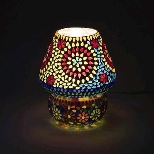 Lampada da tavolo in vetro mosaicata color universe h. 23 cm.