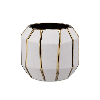 Cachepot Bianco Oro S, KINTSUGI -  15x15x13h cm Cachepot Bianco Oro S, KINTSUGI -  15x15x13h cm