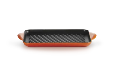 Grill rettangolare Tradition in ghisa vetrificata 32x22 arancio