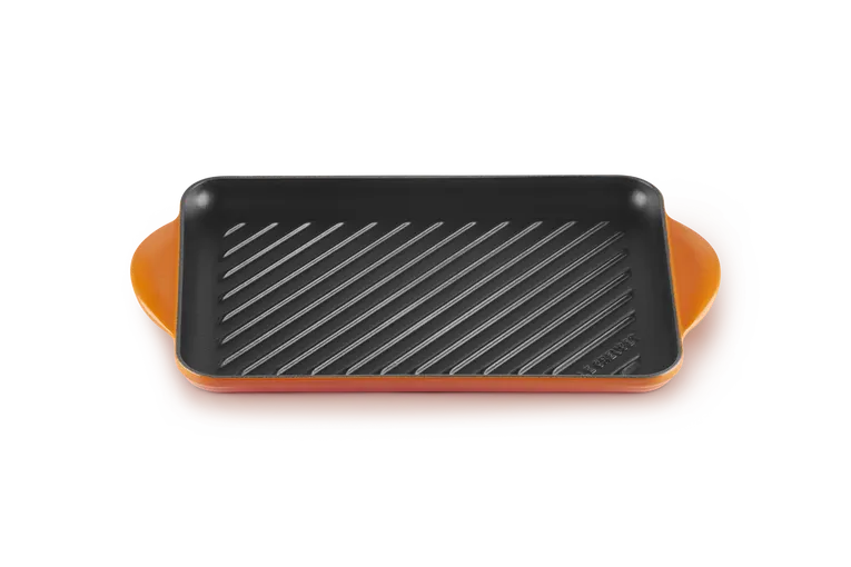 Grill rettangolare Tradition in ghisa vetrificata 32x22 arancio