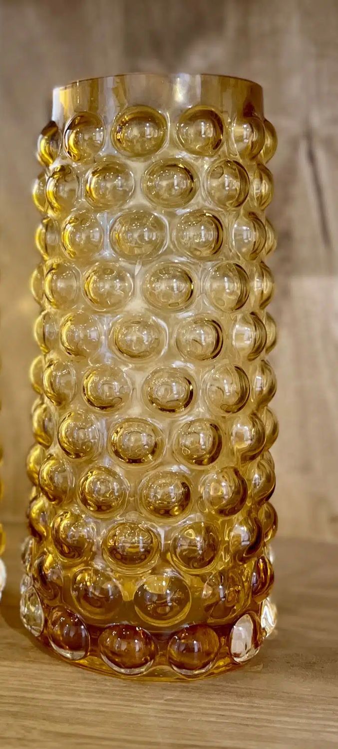 Vaso a bolle ambra H. 28 CM.