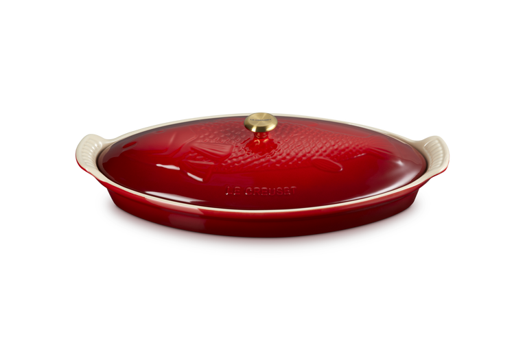 Pesciera Tradition in gres vetrificato 34 cm rosso ciliegia