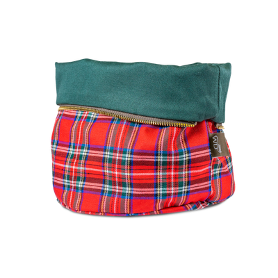 Sacchetto pane riscaldabile in cotone. Decoro rosso scozzese