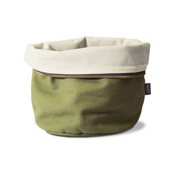 Sacchetto pane riscaldabile in cotone. Colore verde