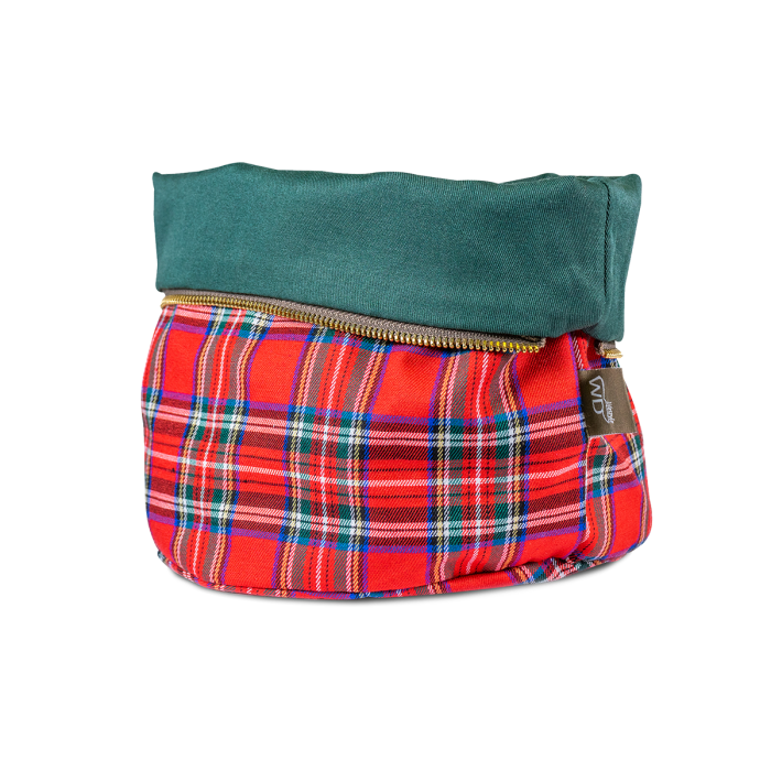 Sacchetto pane riscaldabile in cotone. Decoro rosso scozzese