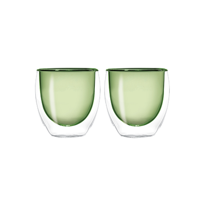 Set 2 bicchierini verdi in vetro borosilicato doppia parete