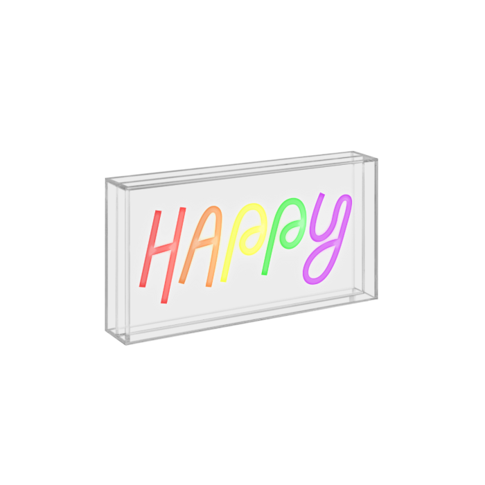 Insegna Neon con scritta decorativa Happy