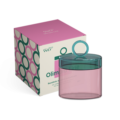 Barattolo in vetro borosilicato con manico colorato ad anello 1,9L