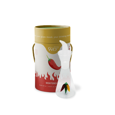 Oliera in vetro borosilicato con decoro in vetro colorato decoro peperoncino