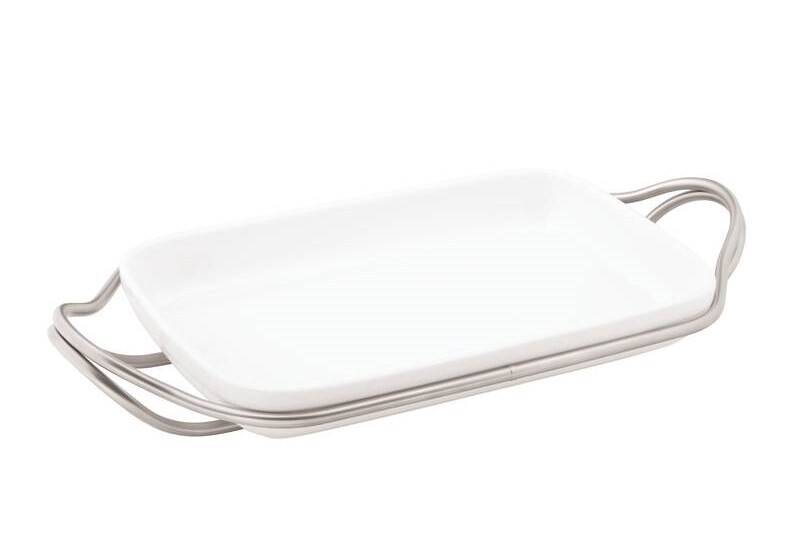 Pirofila rettangolare 41 x 27 con supporto acciaio inox antique NEW LIVING Pirofila rettangolare 41 x 27 con supporto acciaio inox antique NEW LIVING