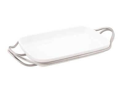 Pirofila rettangolare 41 x 27 con supporto acciaio inox antique NEW LIVING Pirofila rettangolare 41 x 27 con supporto acciaio inox antique NEW LIVING