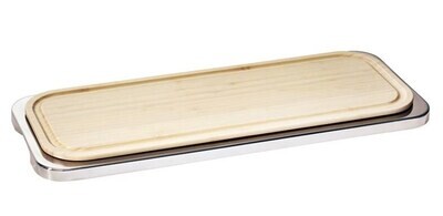 Vassoio rettangolare Linear acciaio inox con tagliere legno Vassoio rettangolare Linear acciaio inox con tagliere legno
