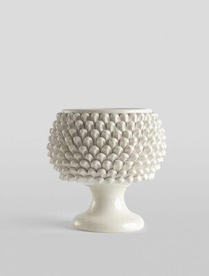 Vaso pigna con piede bianca 25 cm. Ceramica Bevilacqua