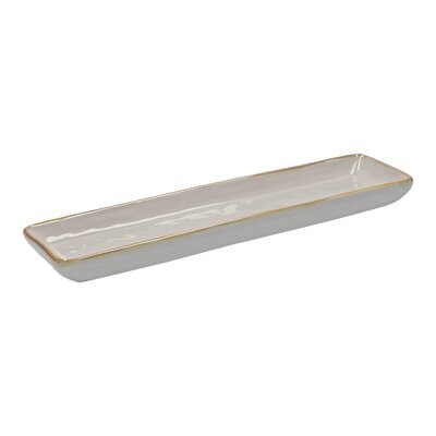Vassoio rettangolare Concerto grigio perla 32x8 cm
