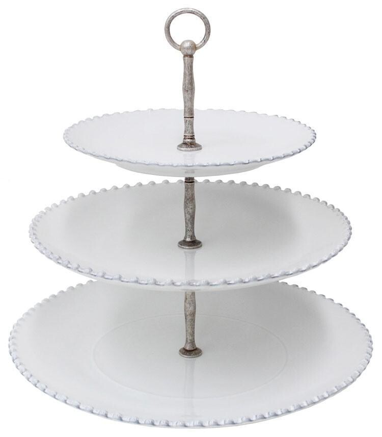Alzata 3 piani 33 cm. Pearl white