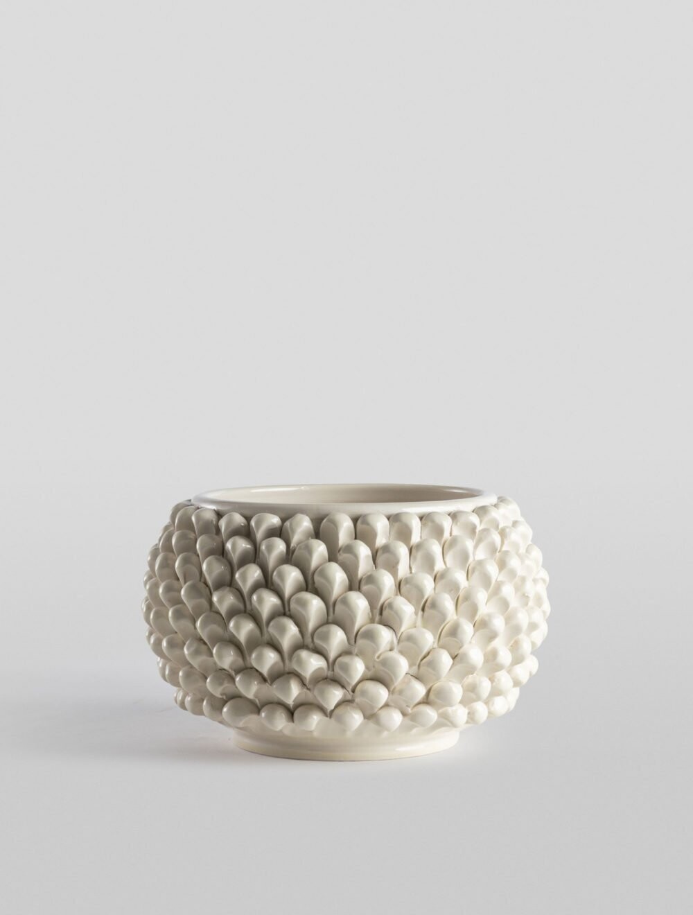 Vaso pigna bianco 20 cm. Ceramica Bevilacqua