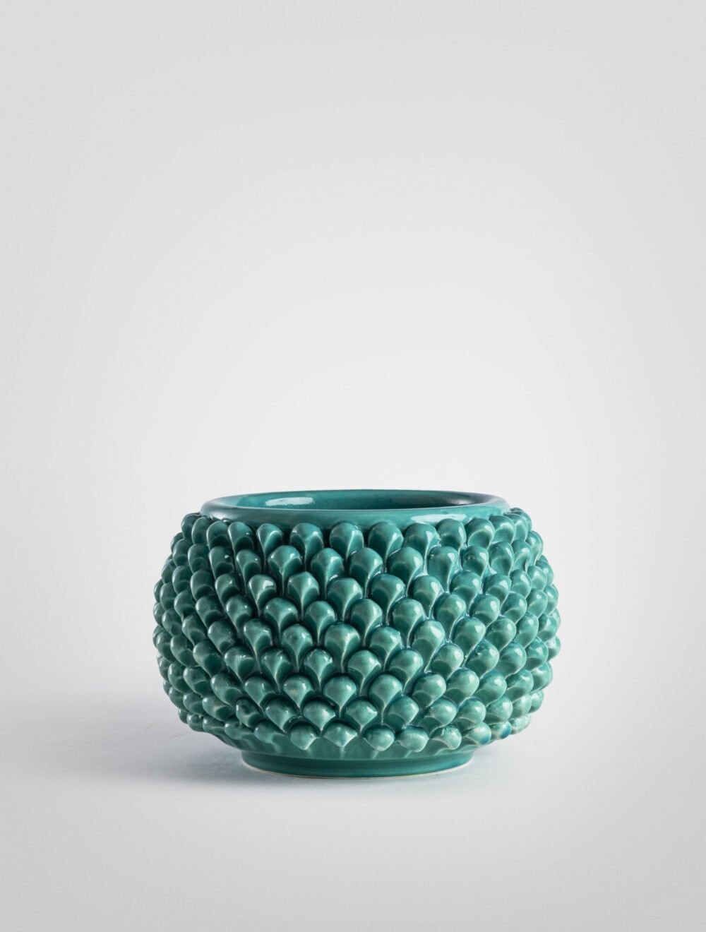 Vaso pigna verde ramina 20 cm. Ceramica Bevilacqua