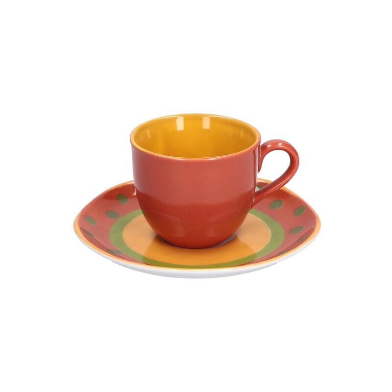 Tazza caffè con piattino 0,10 Lt Cottage rossa
