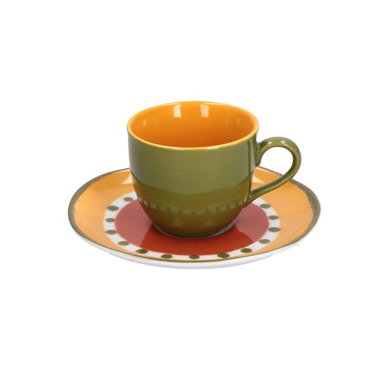 Tazza caffè con piattino 0,10 Lt Cottage verde