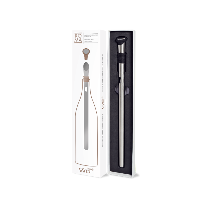 Stick raffredda vino in acciaio inox con tappo ermetico e beccuccio versatore Stick raffredda vino in acciaio inox con tappo ermetico e beccuccio versatore
