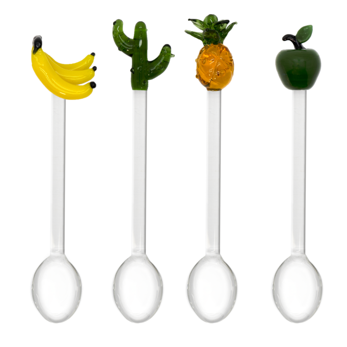 Set 4 cucchiaini caffè con decoro frutta Set 4 cucchiaini caffè con decoro frutta