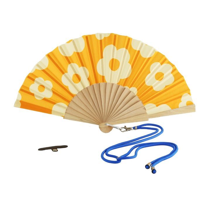 Ventaglio in legno e tessuto. Fantasia fiori Ventaglio in legno e tessuto. Fantasia fiori