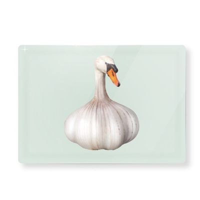 Tagliere in vetro 30x20cm. decoro aglio