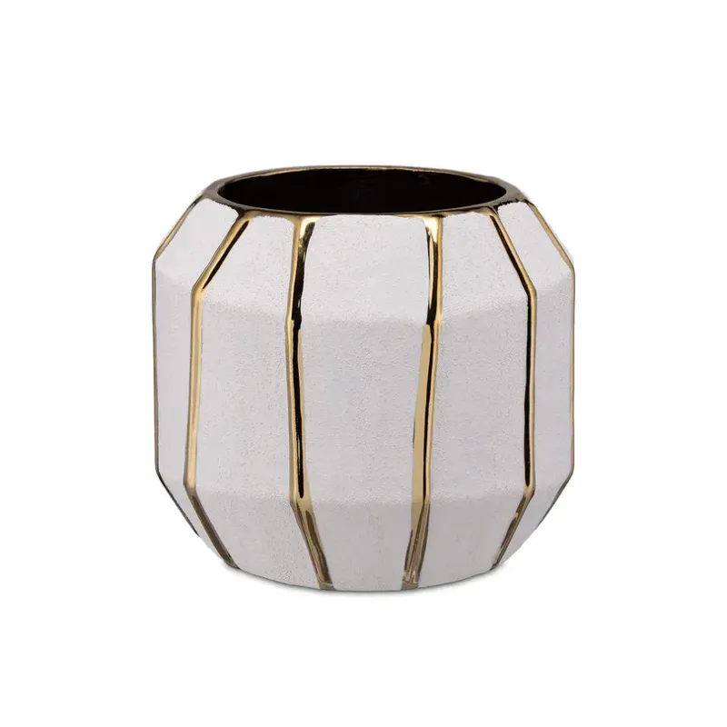 Cachepot Bianco Oro S, KINTSUGI -  15x15x13h cm