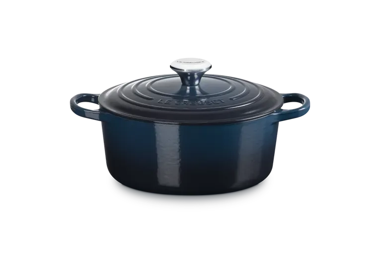 Cocotte rotonda Evolution in ghisa vetrificata cm. 24 blu nuit
