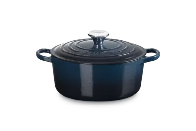 Cocotte rotonda Evolution in ghisa vetrificata cm. 24 blu nuit