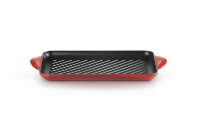 Grill rettangolare Tradition in ghisa vetrificata 32x22 rosso ciliegia