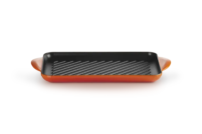 Grill rettangolare Tradition in ghisa vetrificata 32x22 arancio