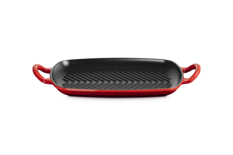 Grill rettangolare Evolution in ghisa vetrificata 30x27 rosso ciliegia