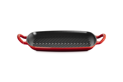 Grill rettangolare Evolution in ghisa vetrificata 30x27 rosso ciliegia