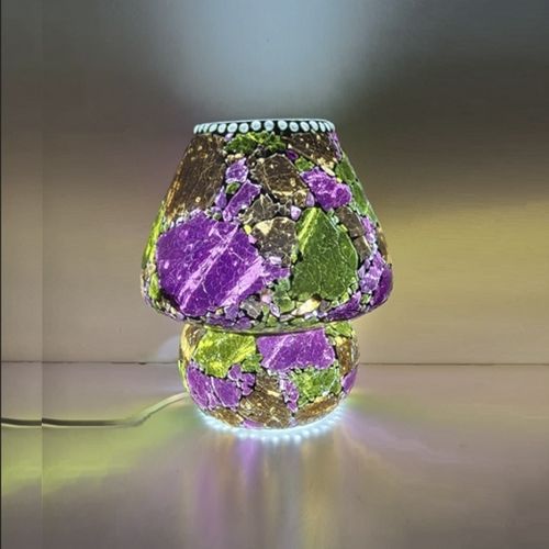 Lampada da tavolo in vetro dipinta Tropical Bloom h. 23 cm.