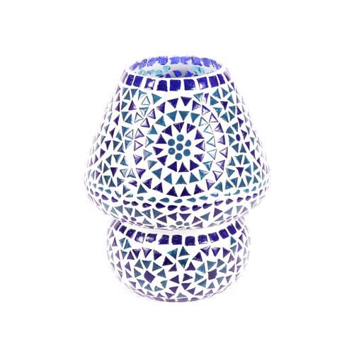 Lampada da tavolo in vetro mosaicata Blue sauna h. 23 cm.