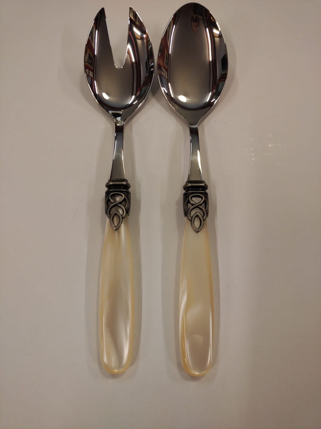 Coppia insalata gioiello ghiera antica champagne perlato