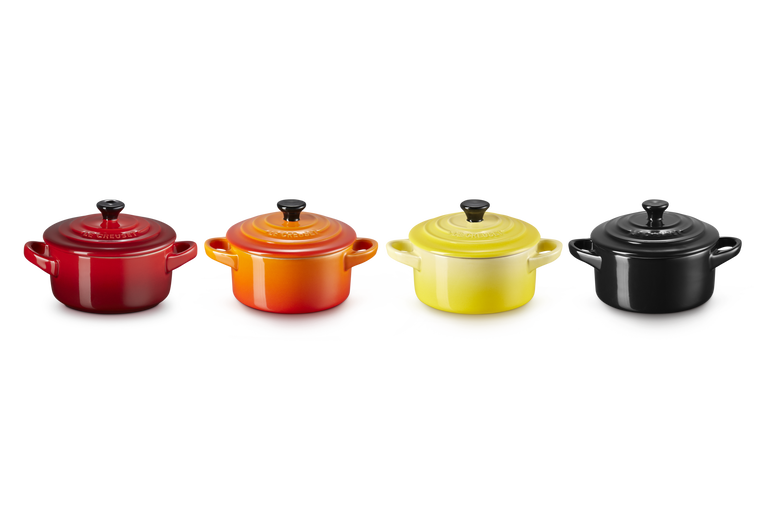 Set 4 mini cocotte in gres vetrificato colori caldi